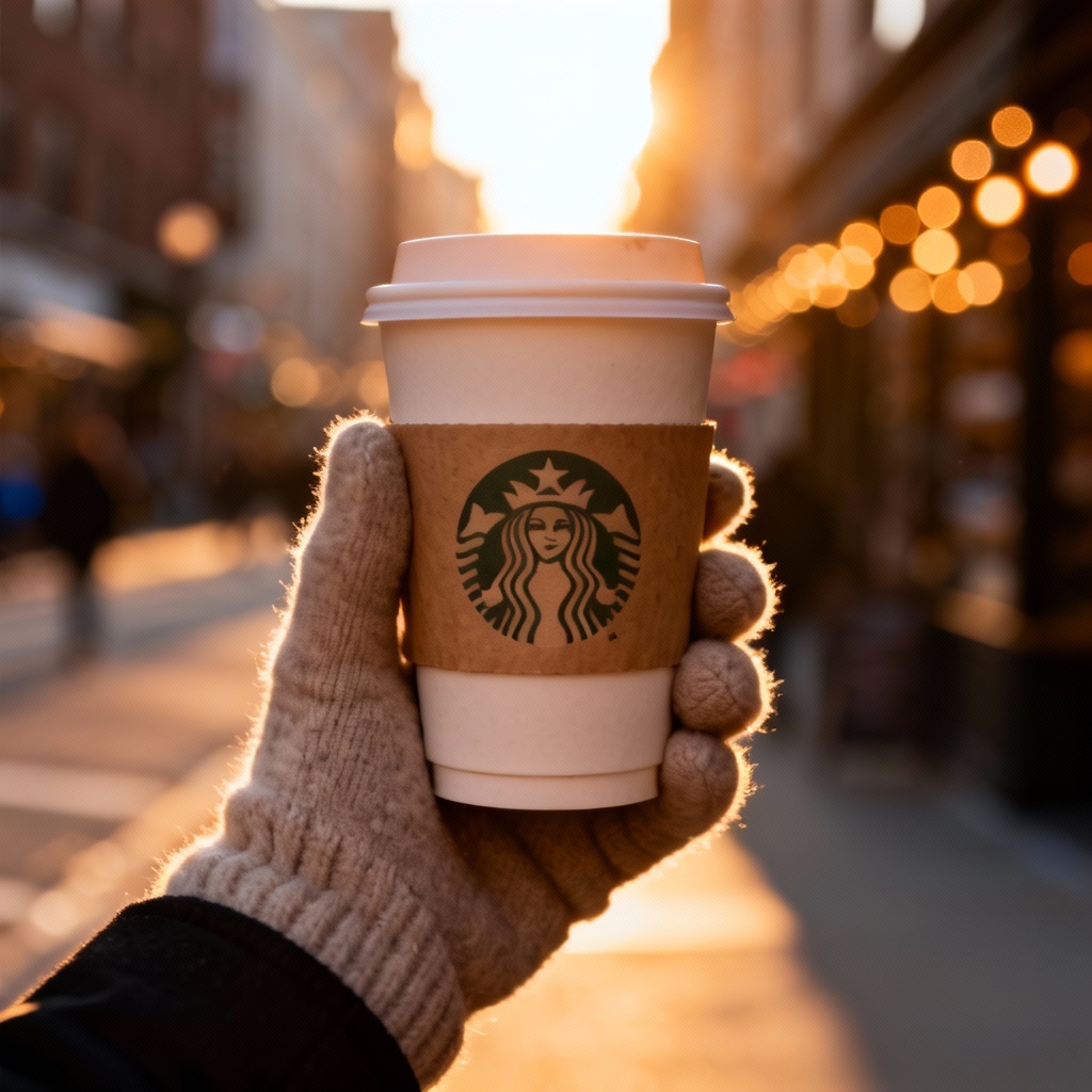 AI coffee cup in hand lifestyle mockup