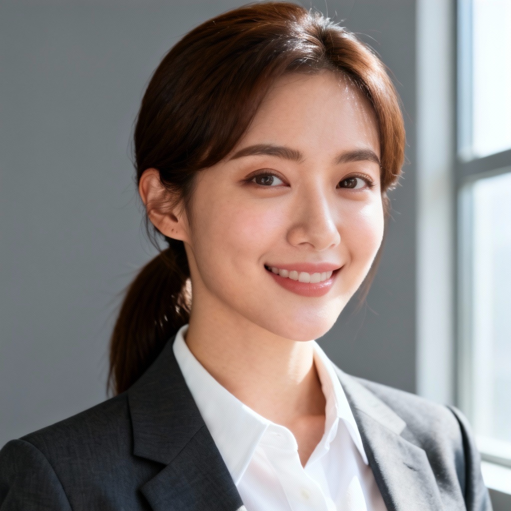 AI brunette professional headshot with soft lighting