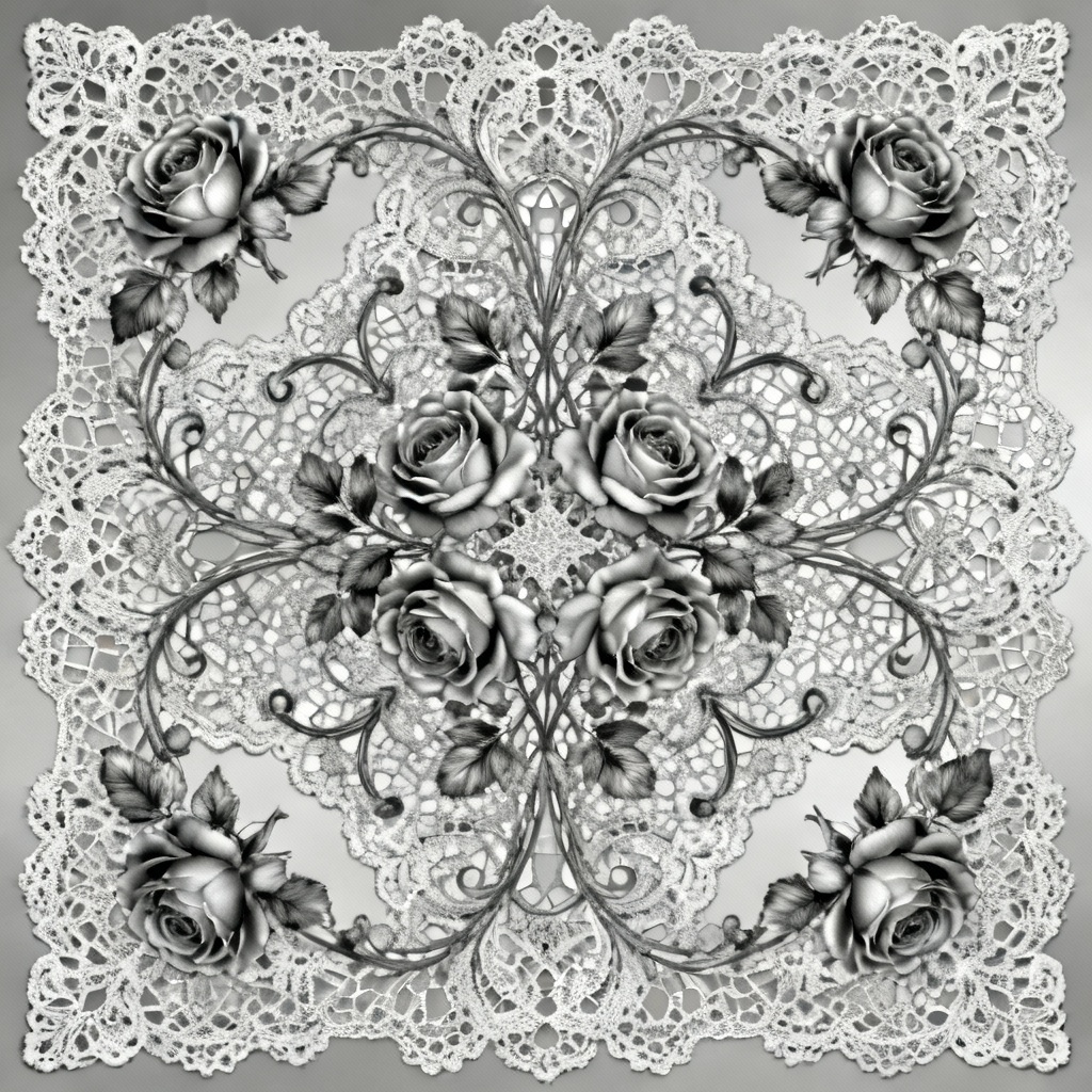 AI Victorian floral lace tile seamless pattern