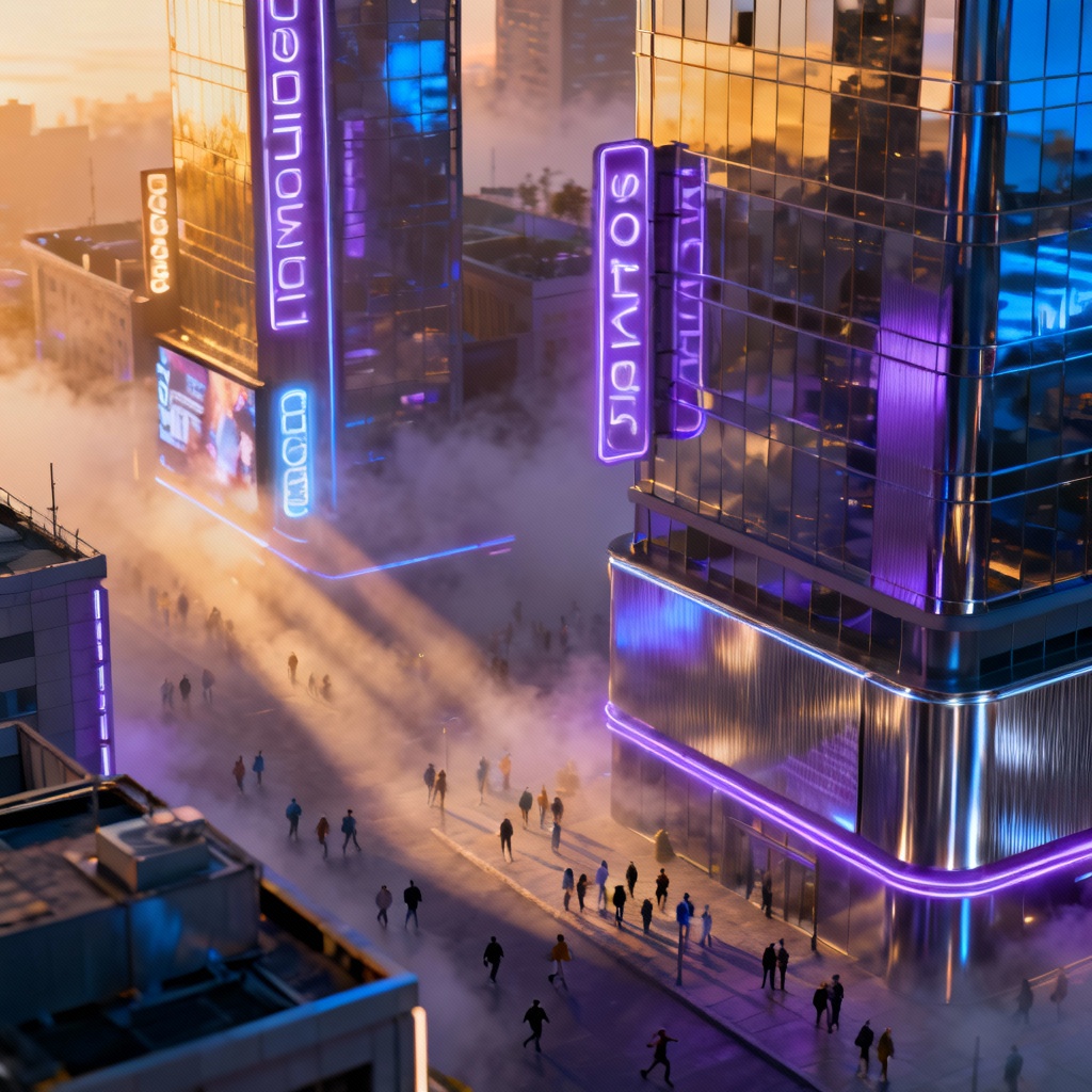 Hyper-detailed isometric neon city created with AI detailedwork generator