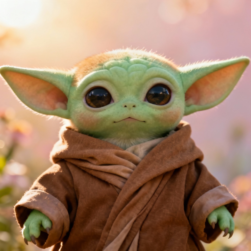 AI Baby Yoda style shiba in brown robe