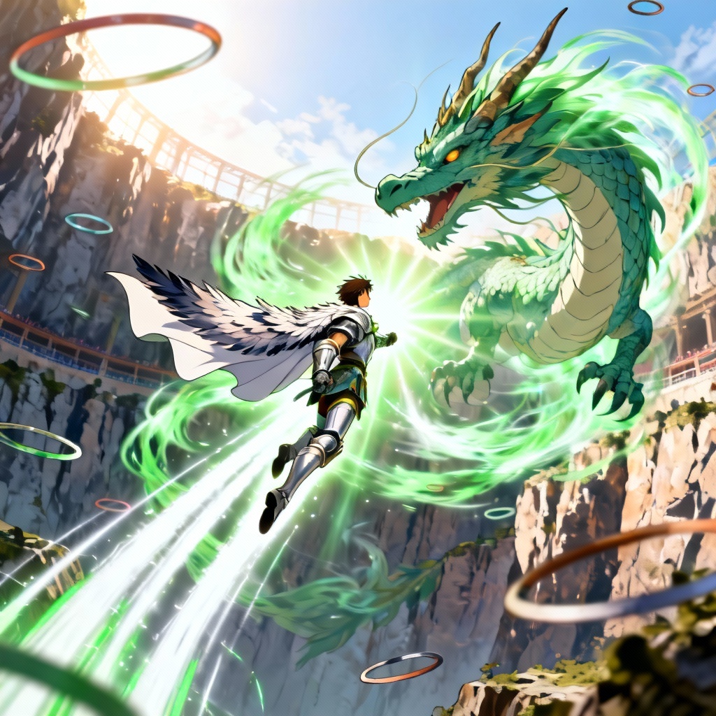 Sky knight riding a wind dragon with synchro aura