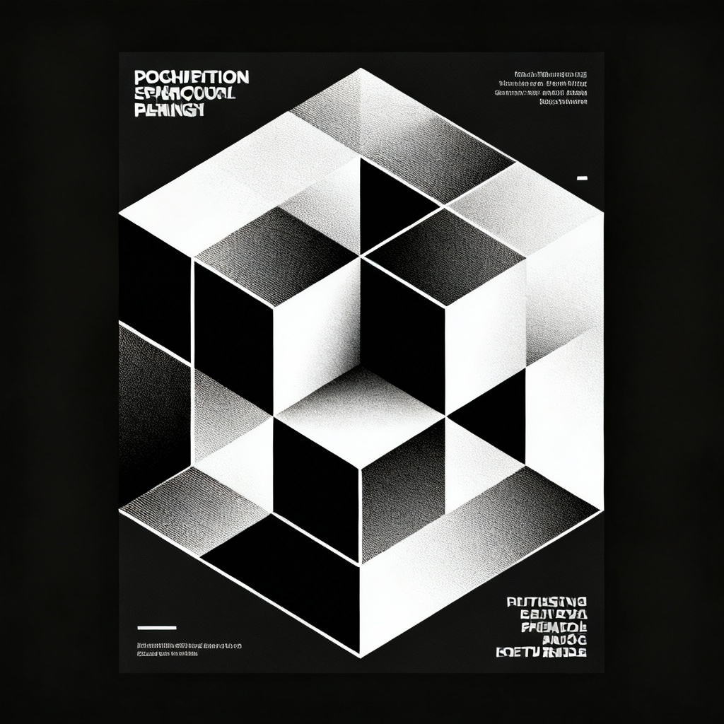 AI geometric block pattern poster