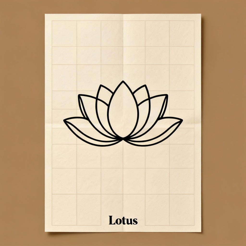 AI minimalist poster with line art lotus and clean grid layout