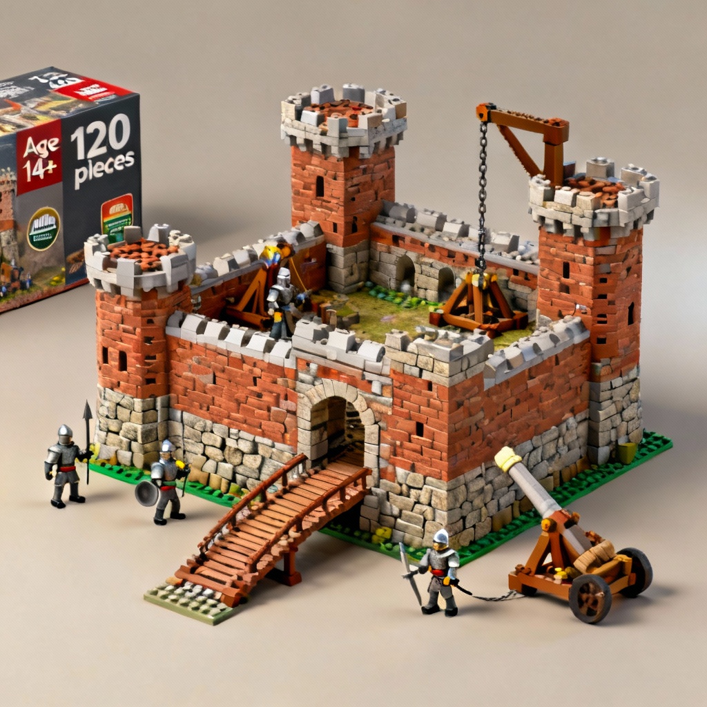 AI LEGO medieval castle siege set concept