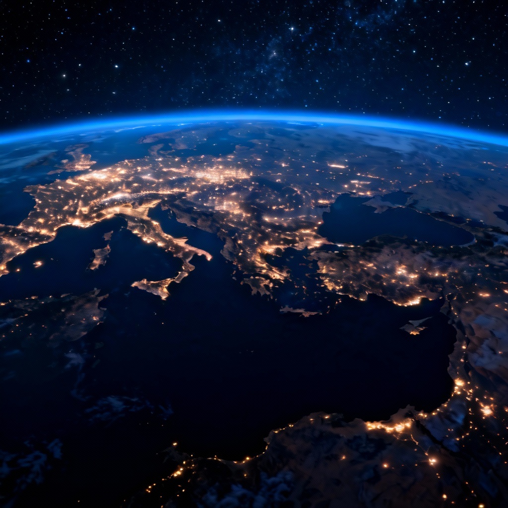 AI Night Lights Earth Sphere