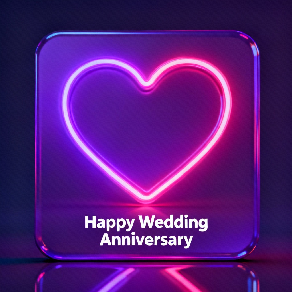 AI neon heart anniversary social post