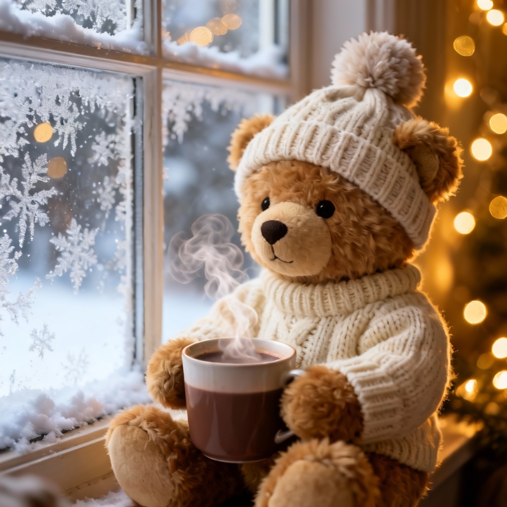 Cozy Winter Teddy In Knitted Sweater