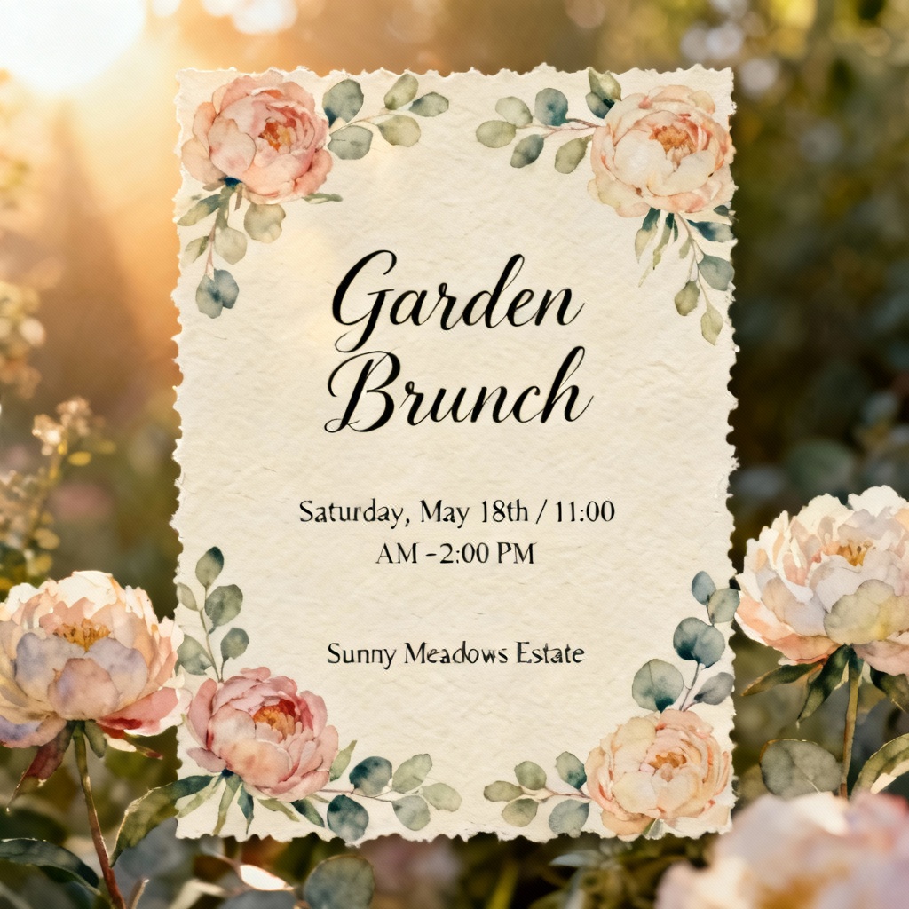 AI Floral Watercolor Garden Birthday Invite