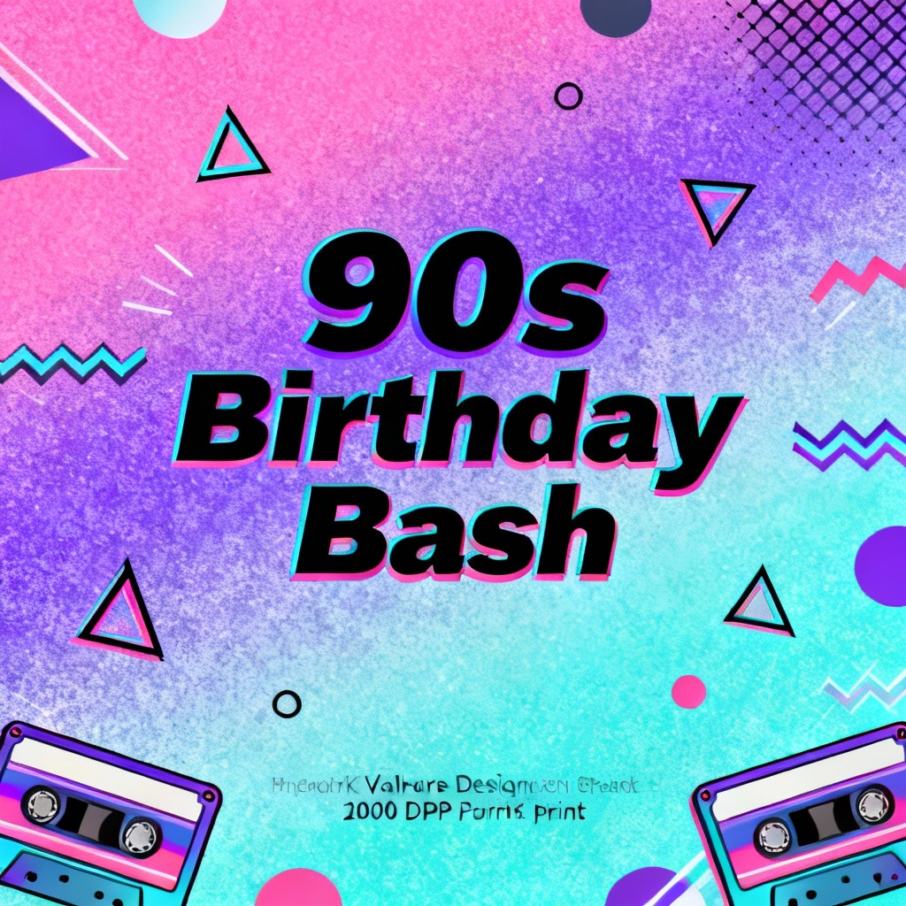 AI Retro 90s Birthday Invitation Flyer