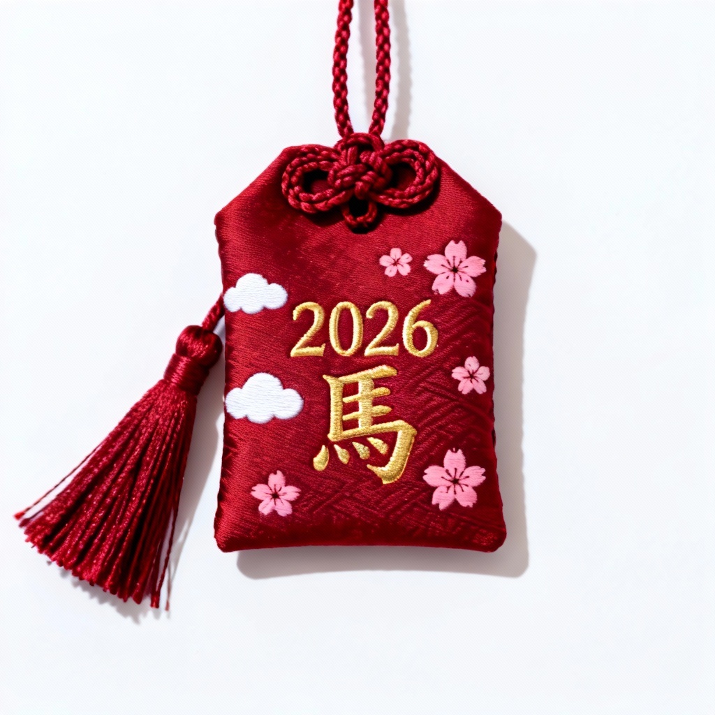AI 2026 golden omamori horse charm