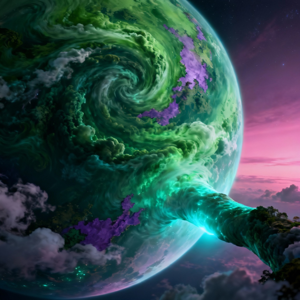 AI alien jungle planet with dense atmosphere