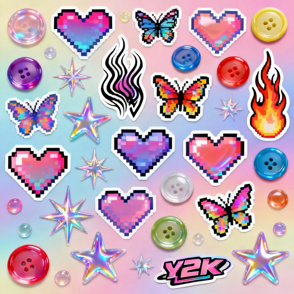 AI Y2K webcore sticker collage