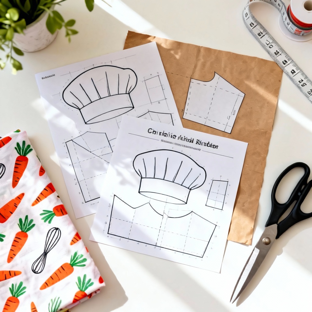 AI kids chef hat printable pattern