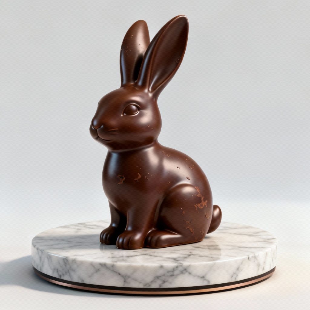3D chocolate bunny sculpture product render