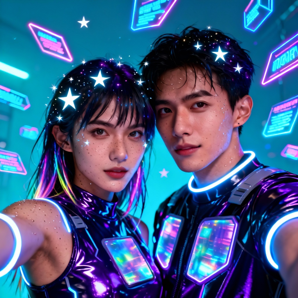 AI sci-fi themed selfie with celebrity lookalike