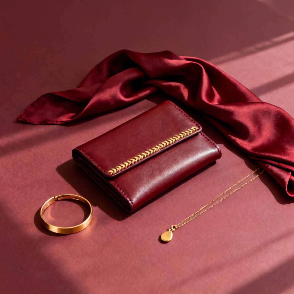 AI Burgundy Fashion Flat Lay