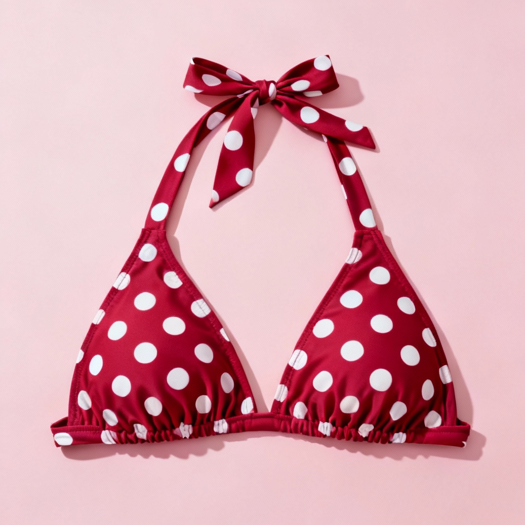 Retro halter bikini top with polka dots