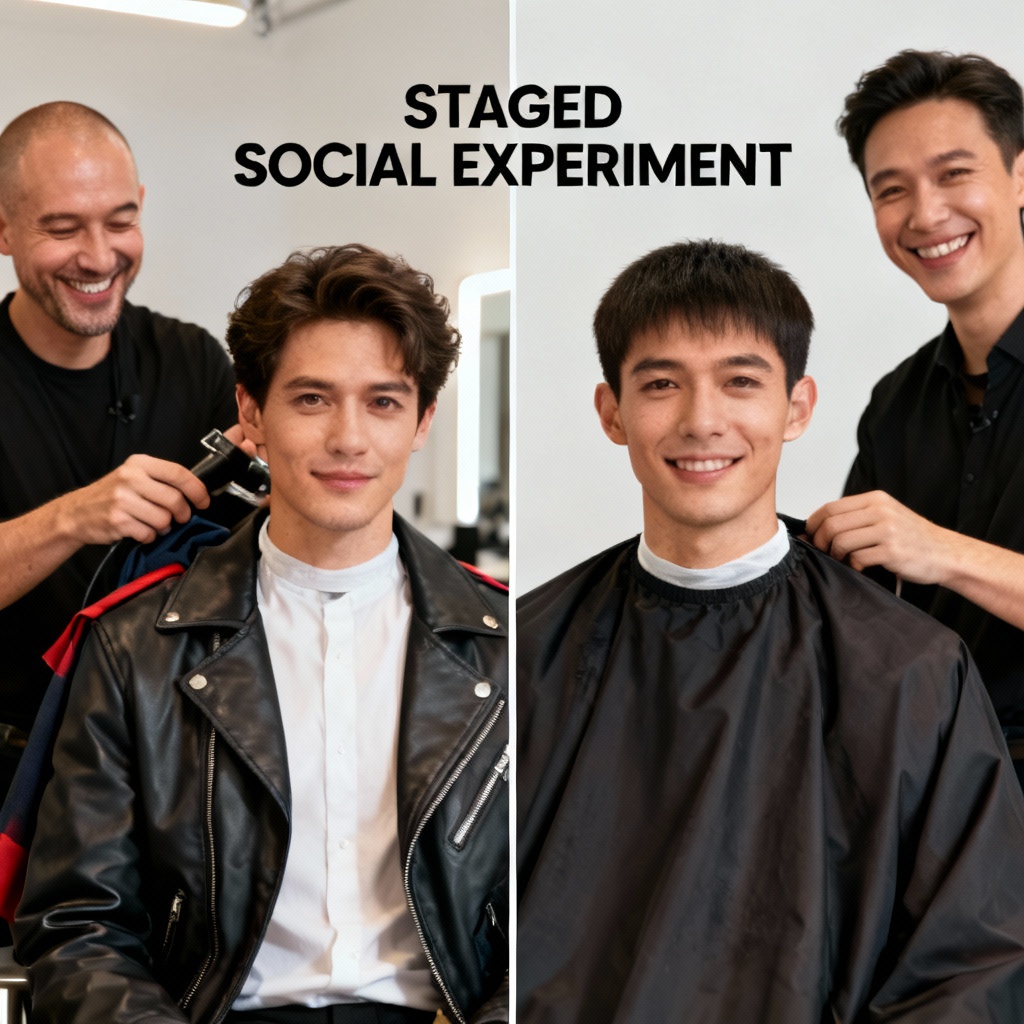 AI before and after staged street makeover prank