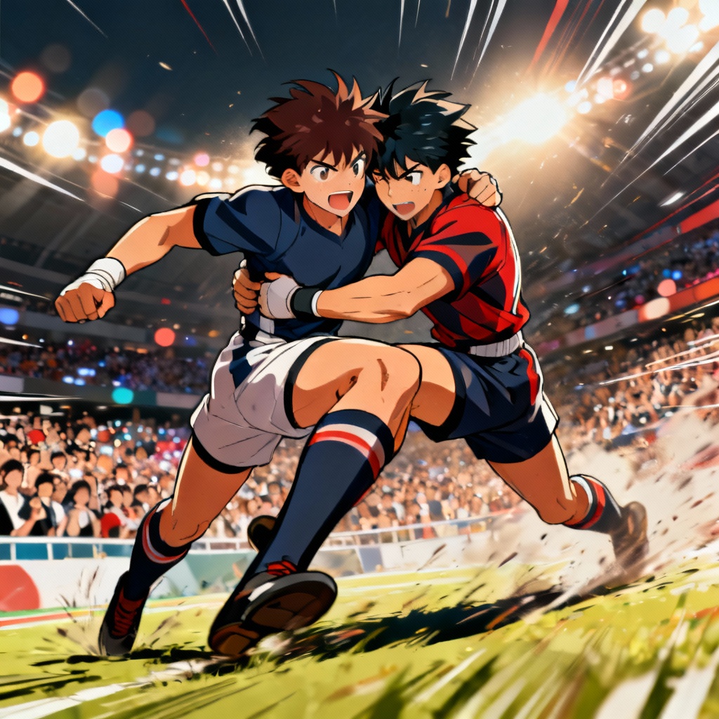 AI anime Muay Thai clinch scene with knees