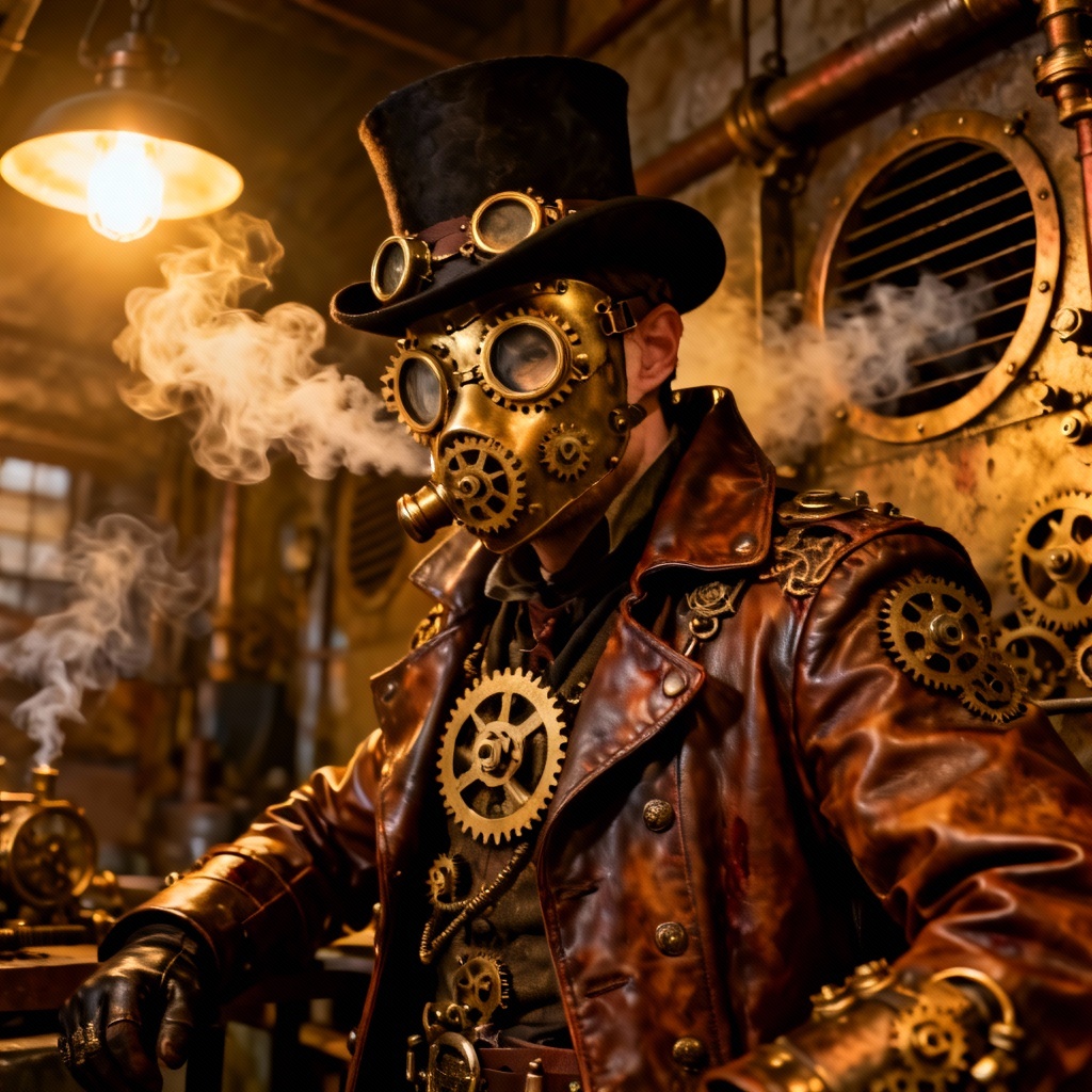 AI Steampunk Clockwork Killer Character