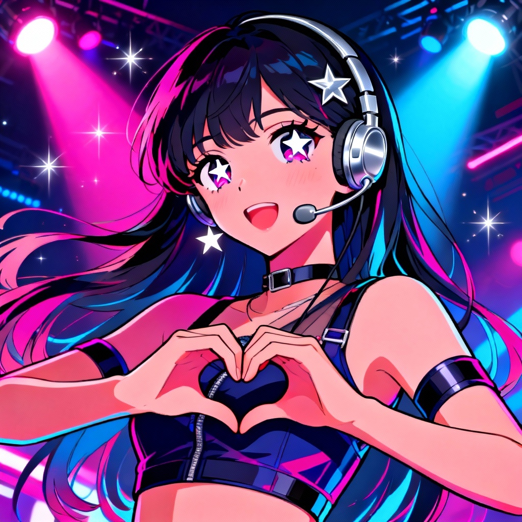 AI Hoshino concert pose illustration
