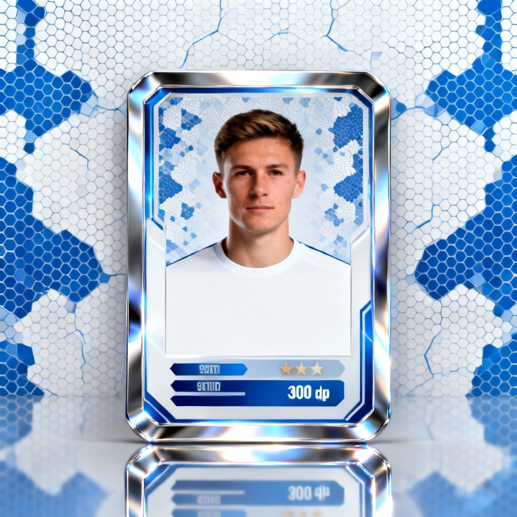 AI player card template in Argentina-inspired colors