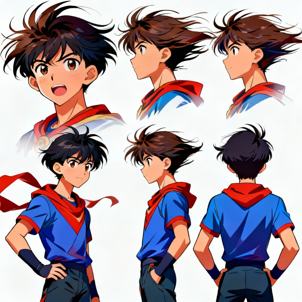 AI anime character sheet illustration