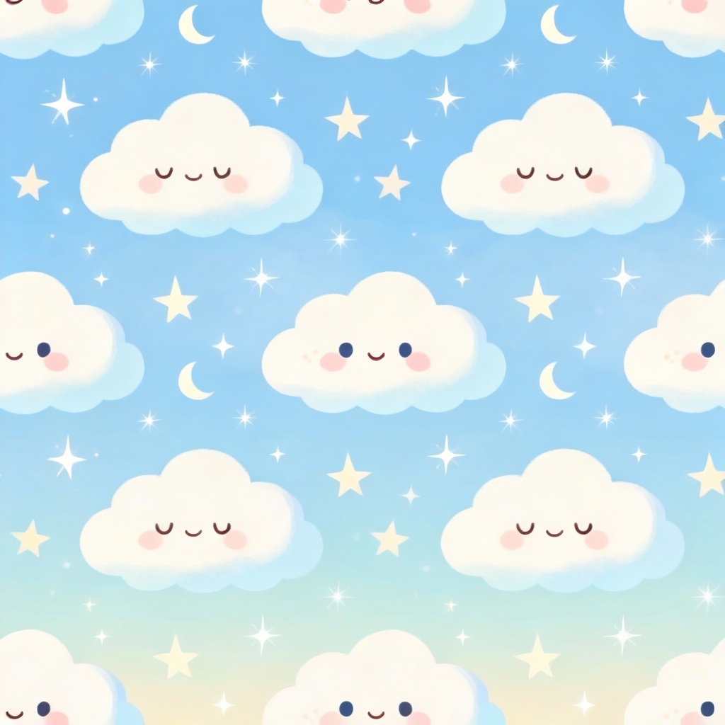 AI cute seamless cloud and star pattern