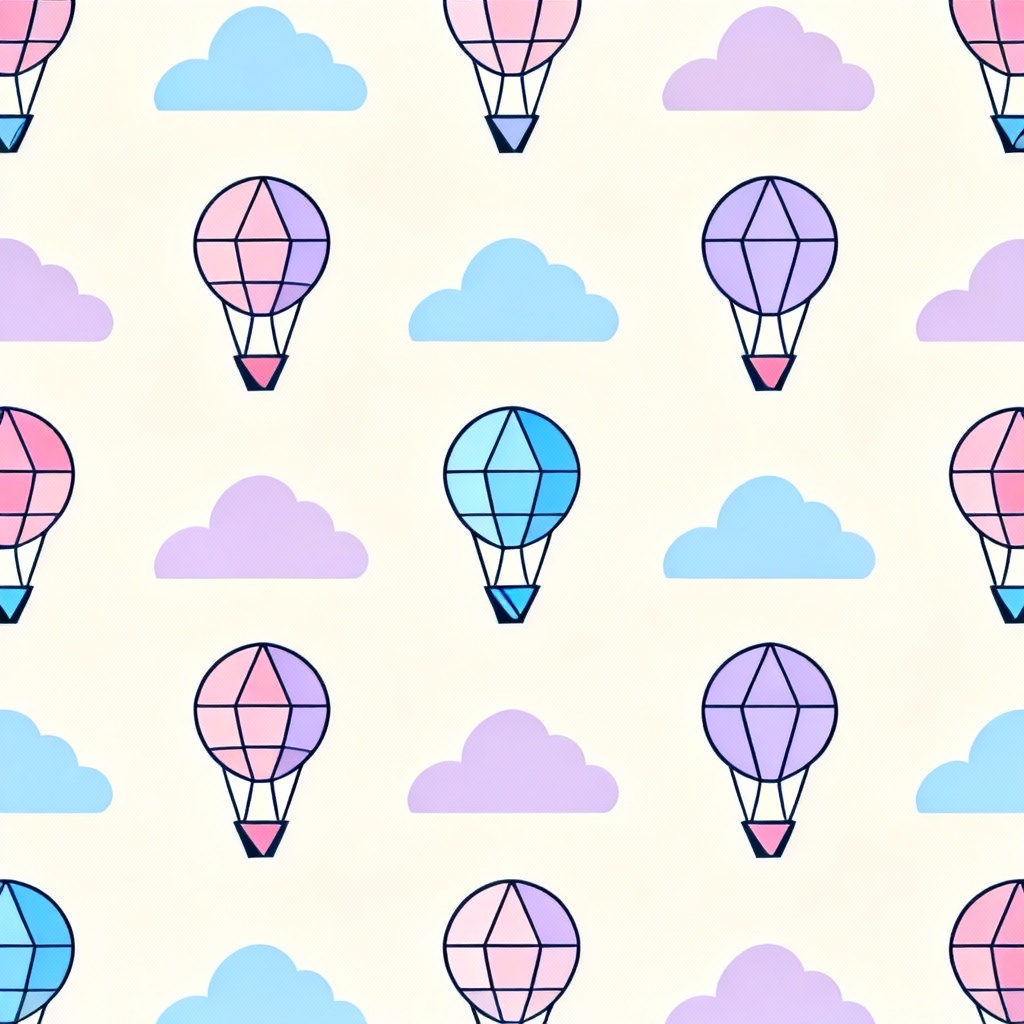 Minimal vector seamless hot air balloon pattern background