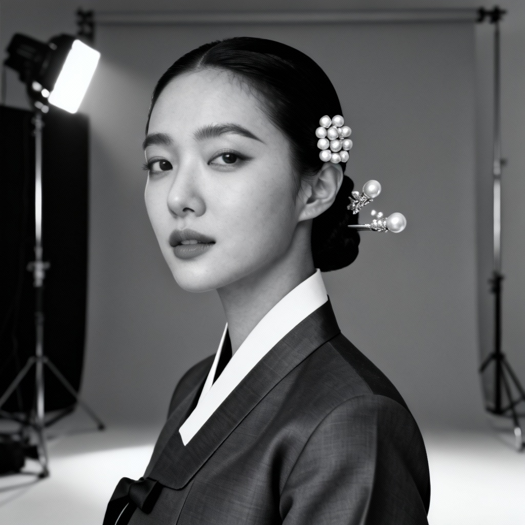 AI modern fusion hanbok fashion editorial