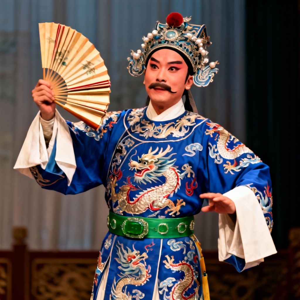 AI Peking Opera Sheng role in dragon robe