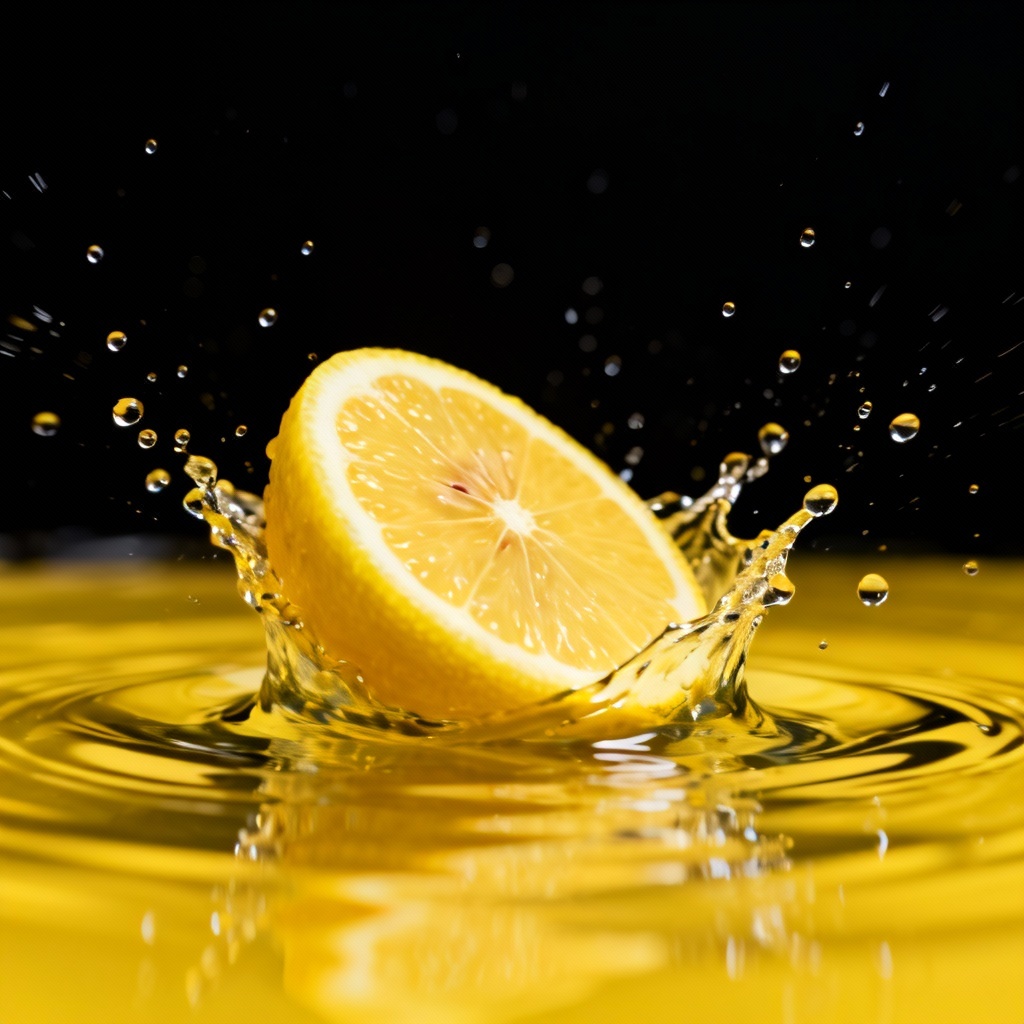 AI realistic lemon splash photo