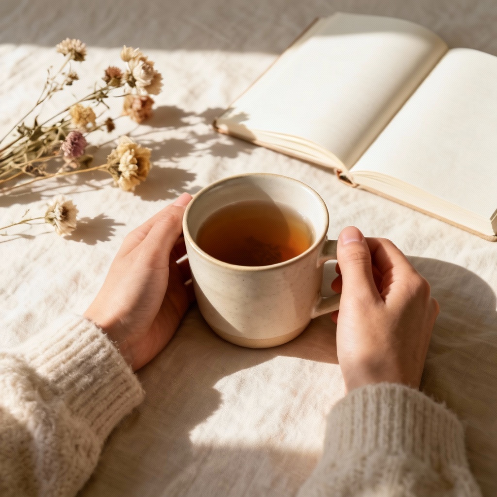 AI self care still life with warm tenderness