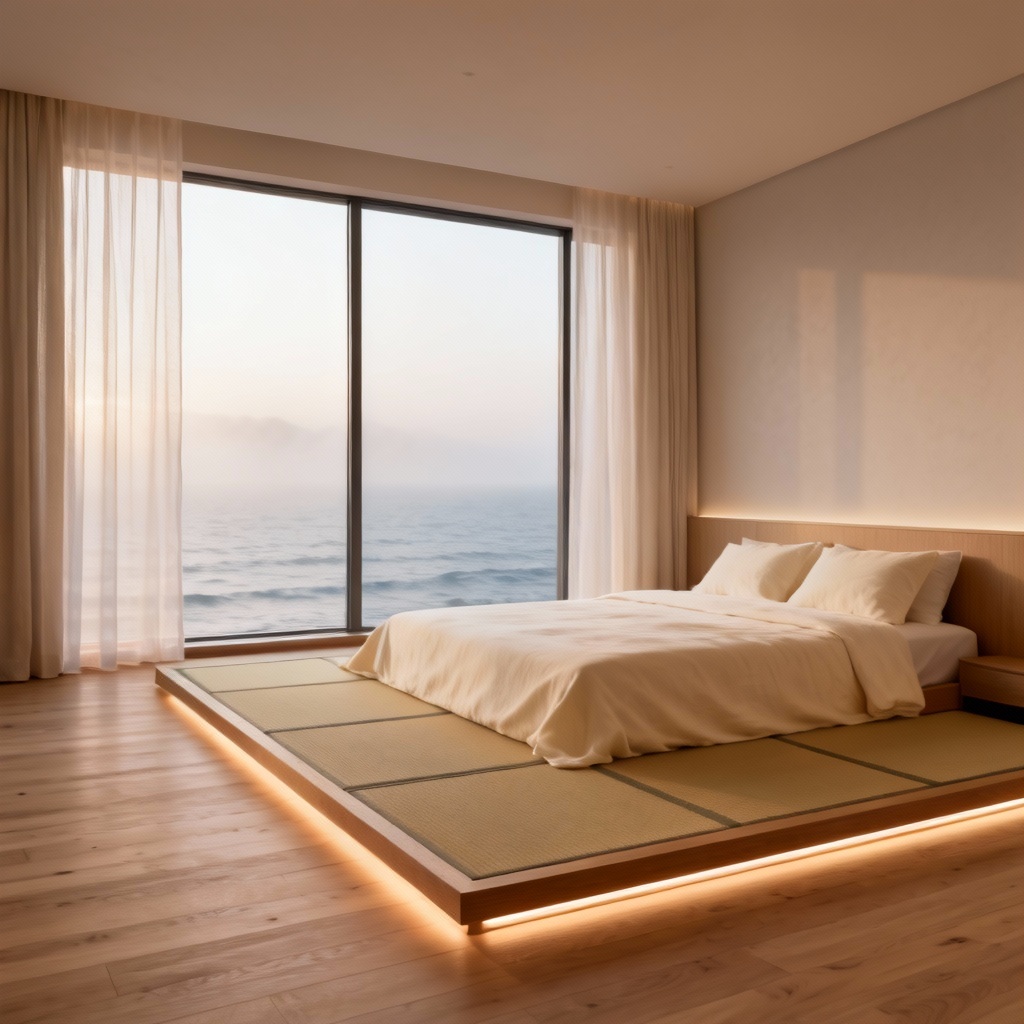 AI Hotel Room Minimalist Ocean View