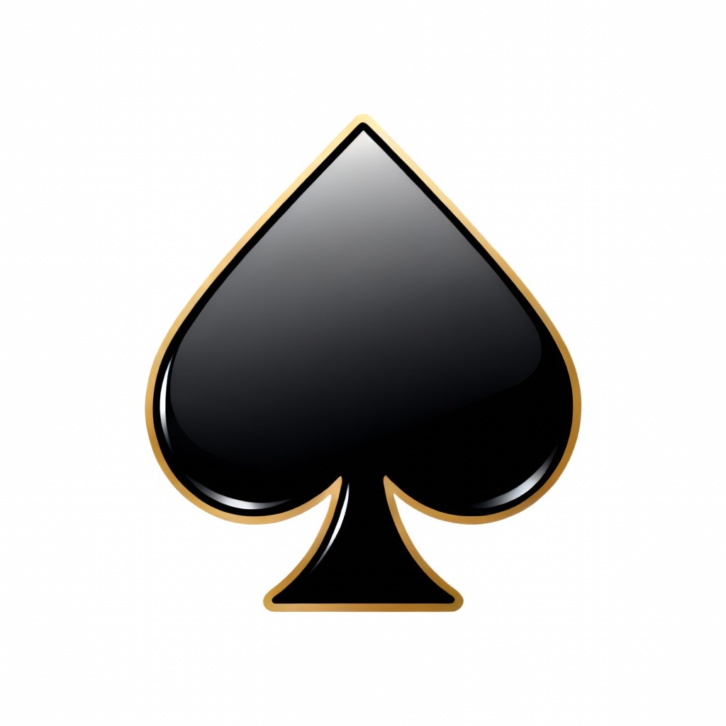 AI generated glossy black vector spade symbol with gold outline