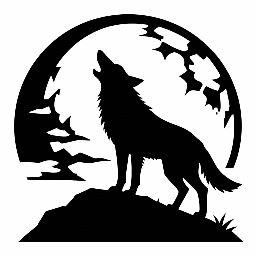 AI Pumpkin Carving Wolf Stencil