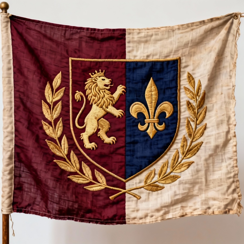 AI medieval heraldic flag with crest