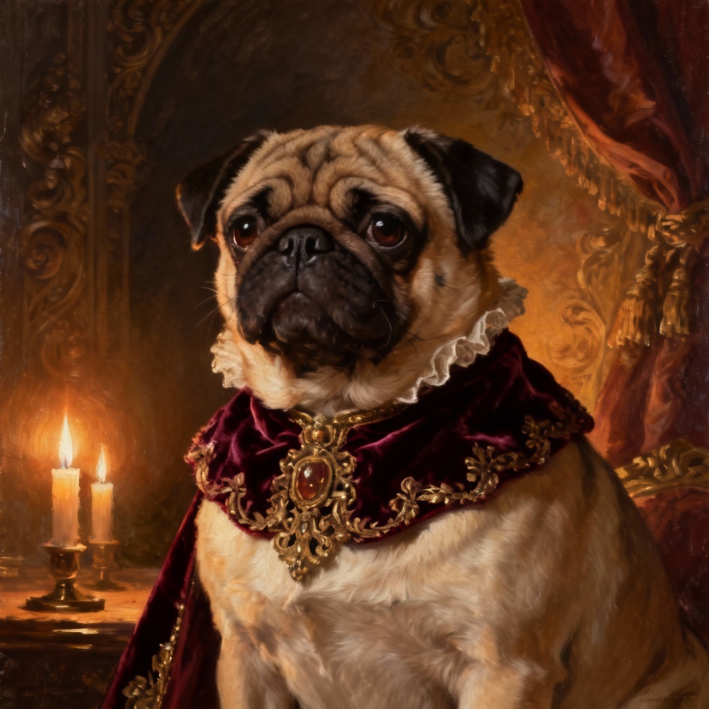 AI Royal Victorian Pug Portrait