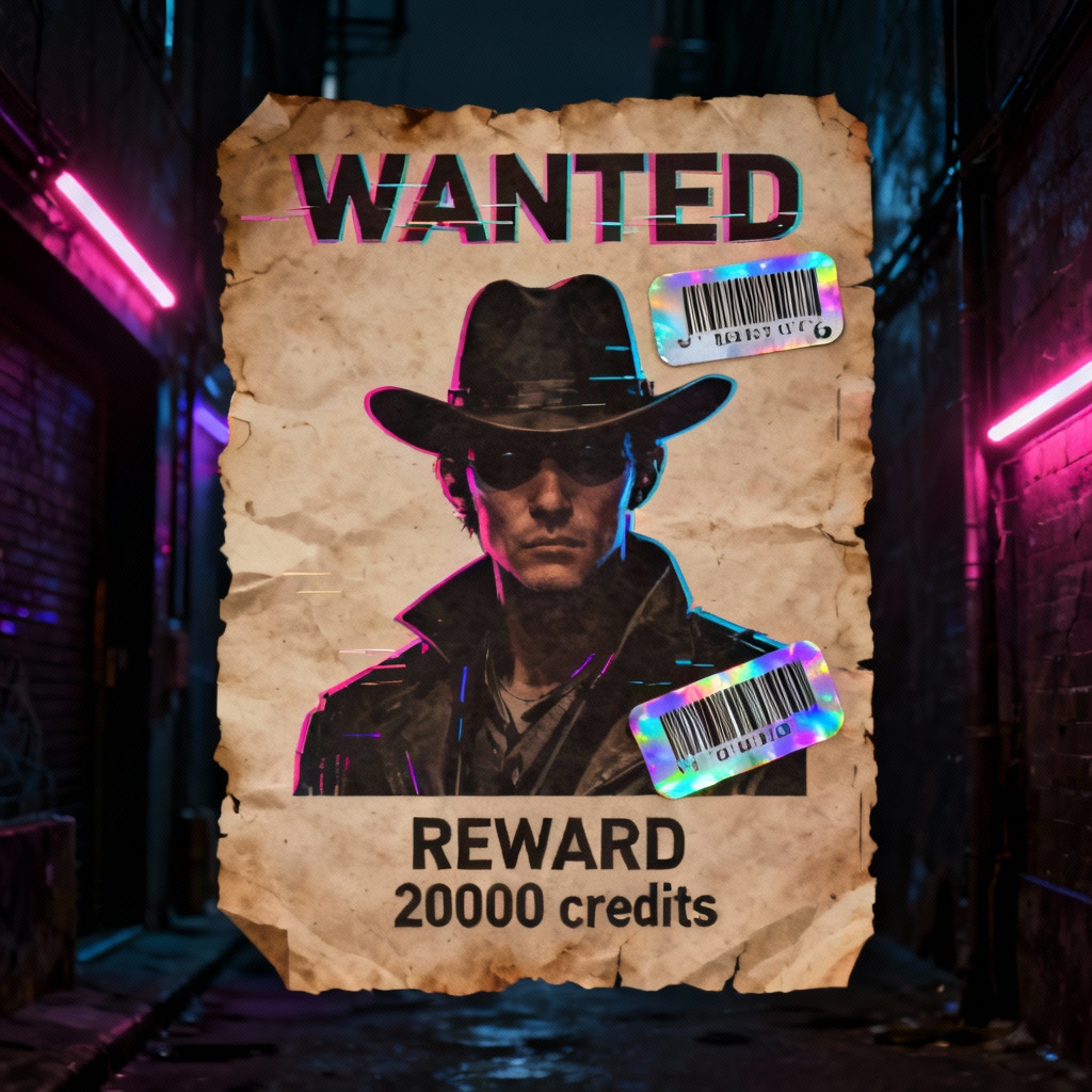 AI sci fi wanted poster