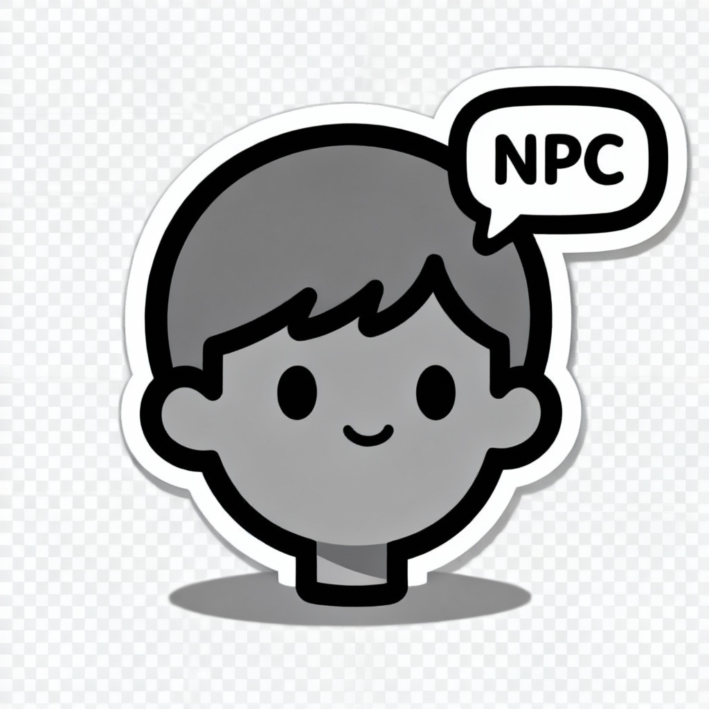 AI NPC reaction sticker with caption bubble