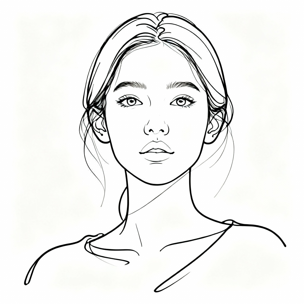 AI outline portrait drawing minimal single line