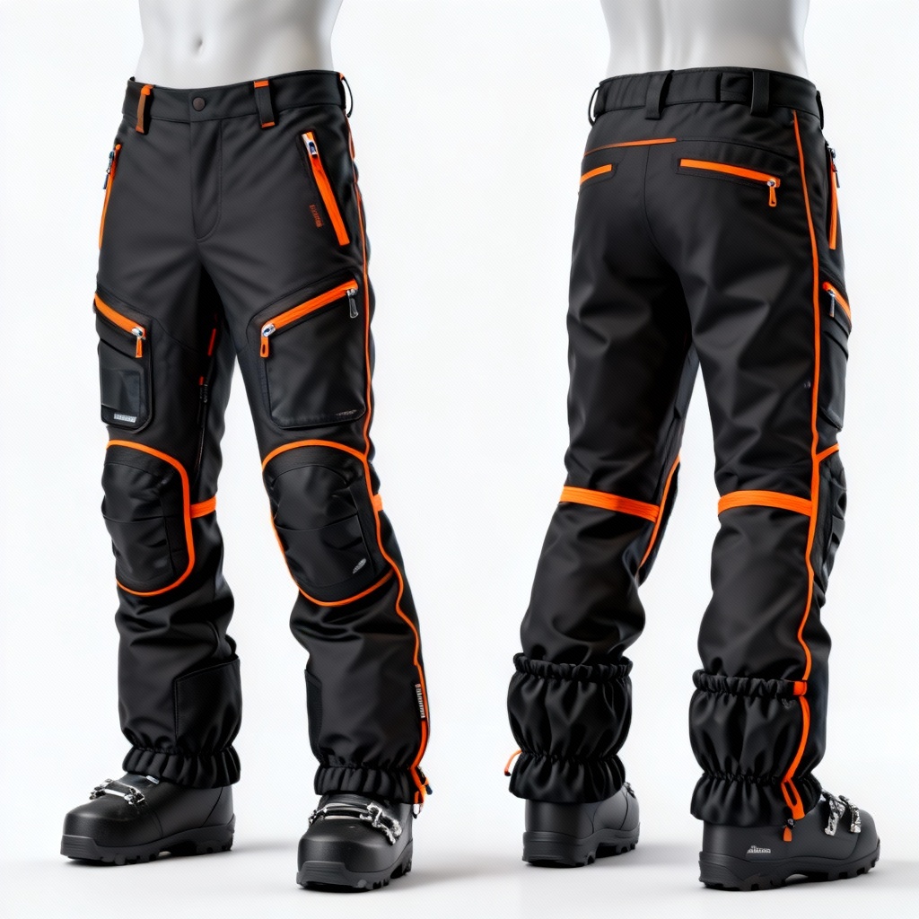 AI generated snow pants design mockup in ski style