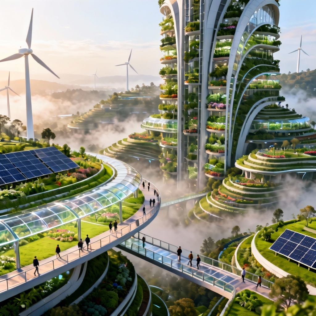 AI Vertical Farm Arcology in a Sustainable Utopia
