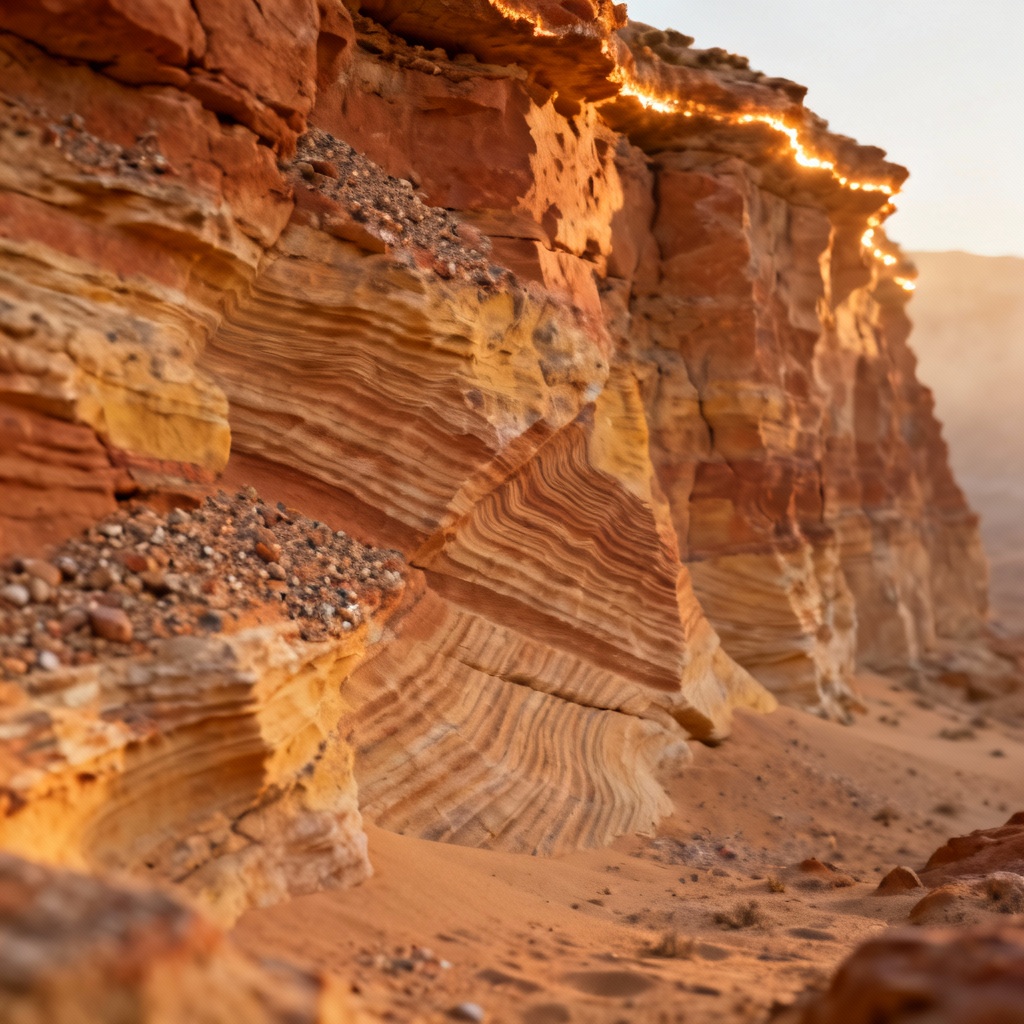 AI sandstone cliff with layered strata