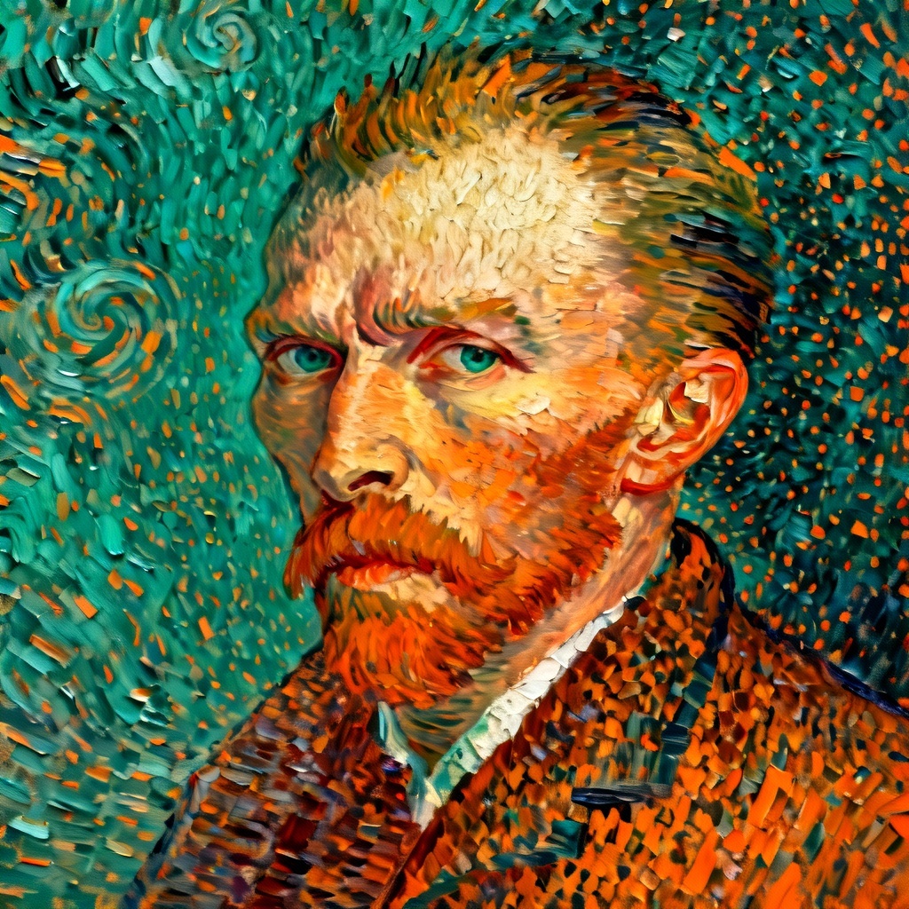 AI Van Gogh style self portrait with textured strokes