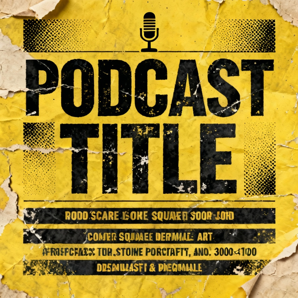 Grunge typography podcast cover with distressed textures