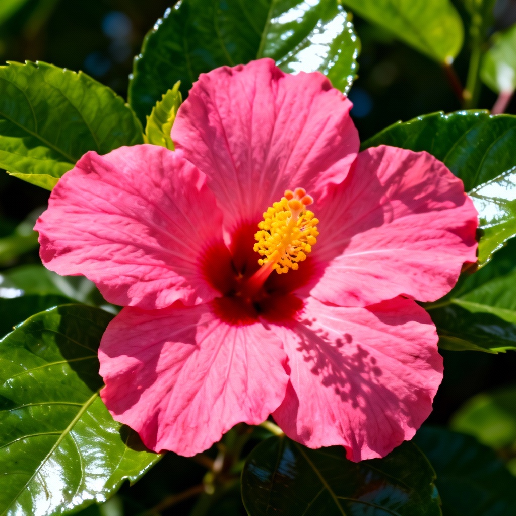 AI pink hibiscus close-up