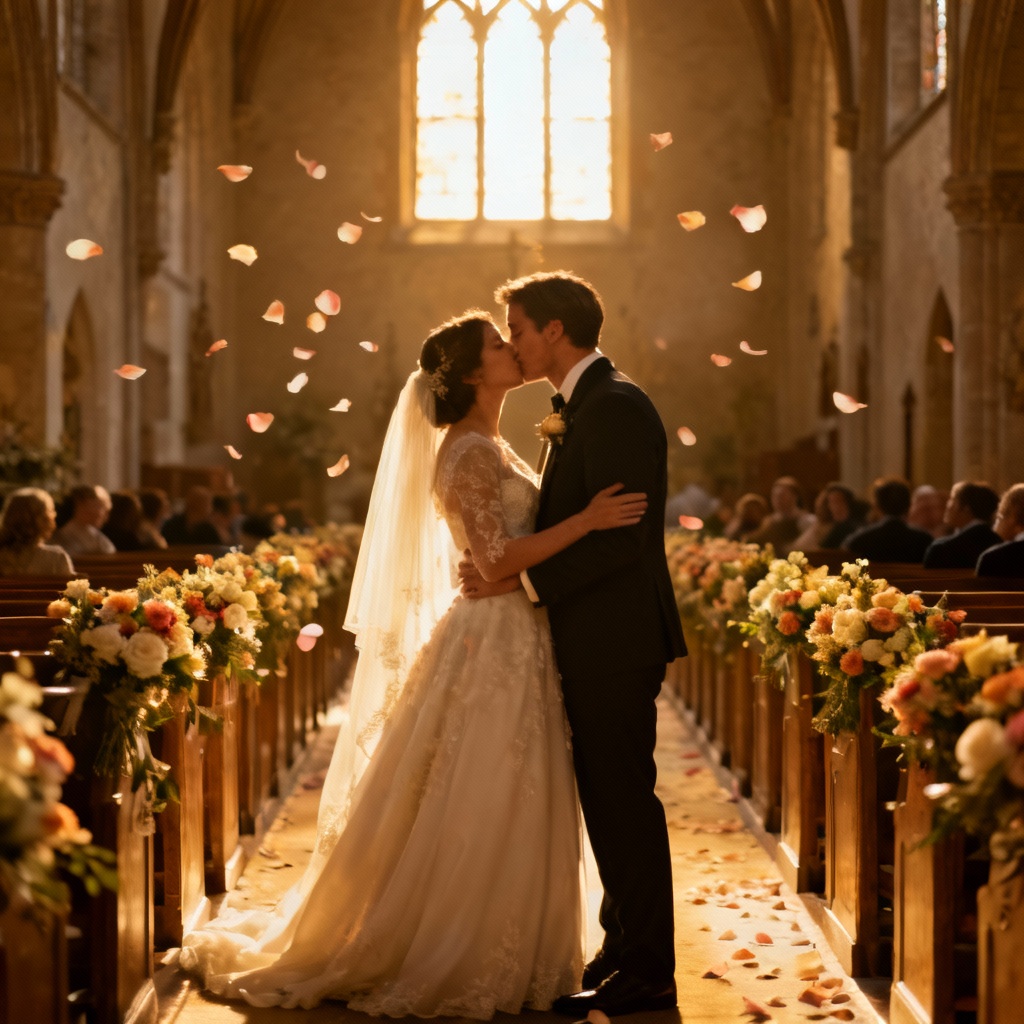 AI Aisle Wedding Kiss Cinematic