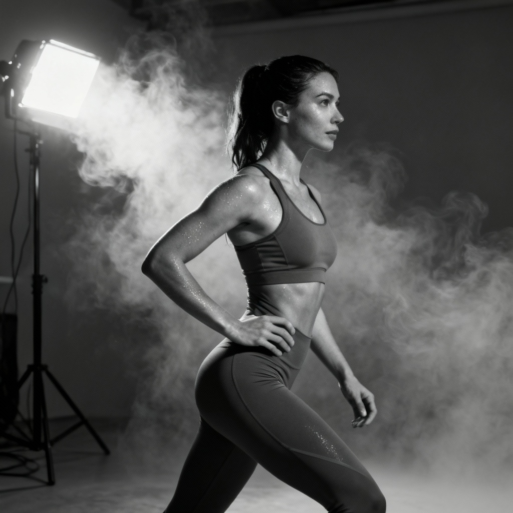 AI sexy fitness glamour portrait with dramatic lighting